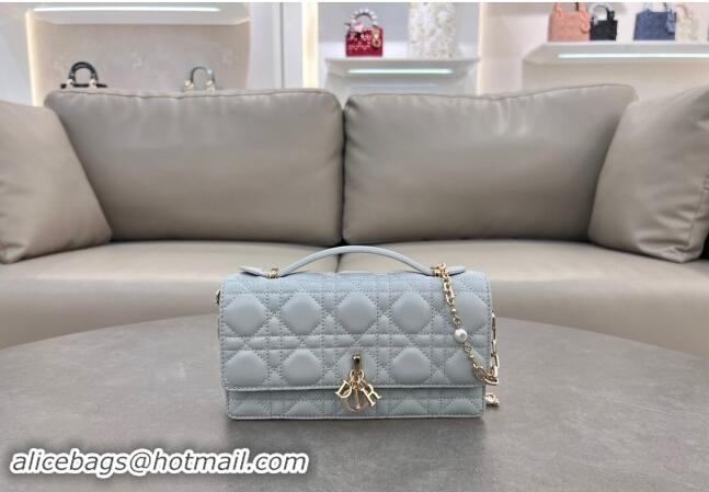 Classic Best Dior My Dior Mini Bag in Cannage Lambskin with Pearl 0980 Lake Blue 2024