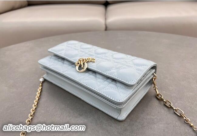 Classic Best Dior My Dior Mini Bag in Cannage Lambskin with Pearl 0980 Lake Blue 2024