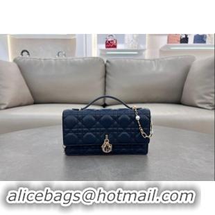 New Design Dior My Dior Mini Bag in Cannage Lambskin with Pearl 0980 Royal Blue