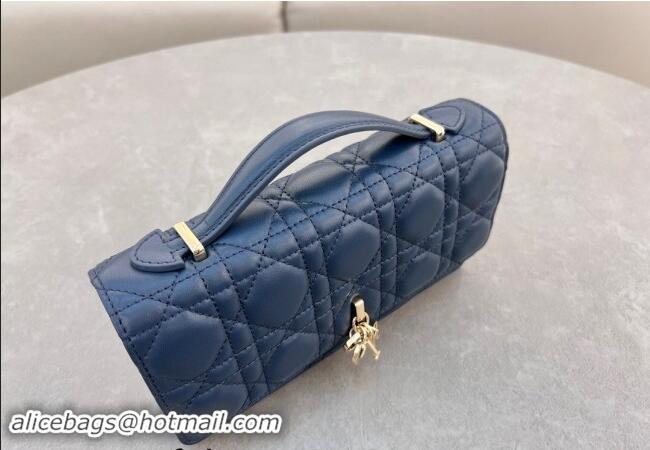 New Design Dior My Dior Mini Bag in Cannage Lambskin with Pearl 0980 Royal Blue