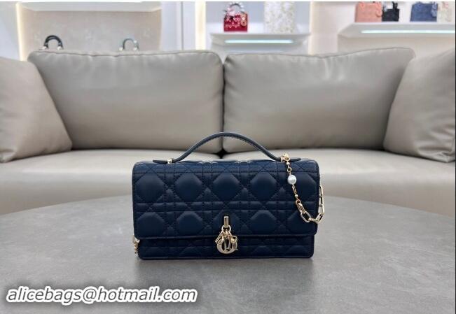 New Design Dior My Dior Mini Bag in Cannage Lambskin with Pearl 0980 Royal Blue