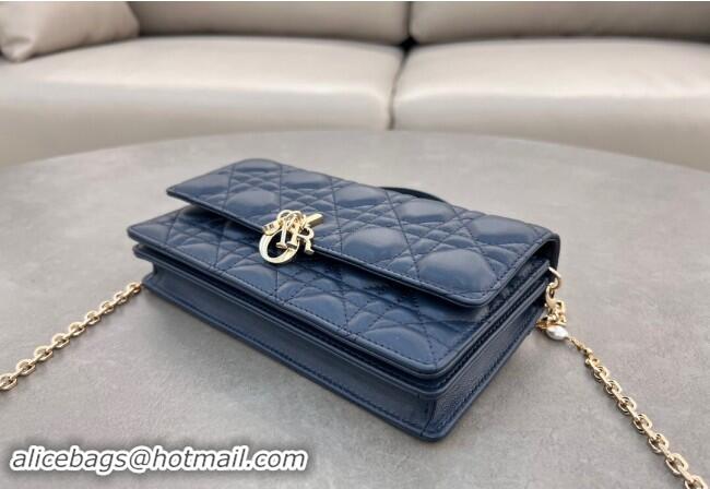 New Design Dior My Dior Mini Bag in Cannage Lambskin with Pearl 0980 Royal Blue