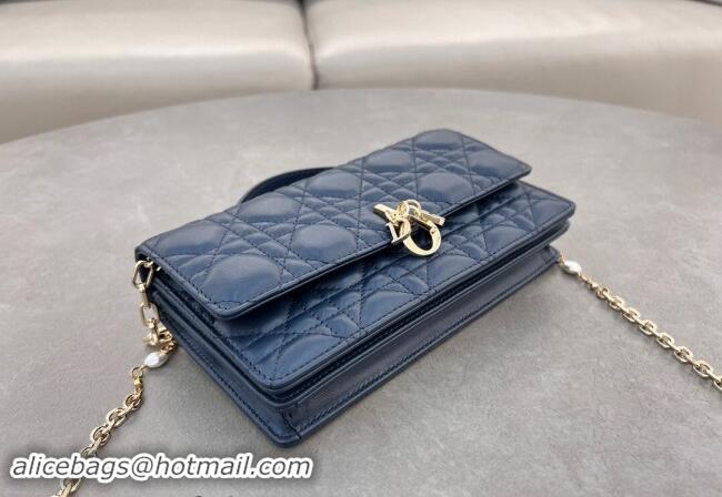 New Design Dior My Dior Mini Bag in Cannage Lambskin with Pearl 0980 Royal Blue