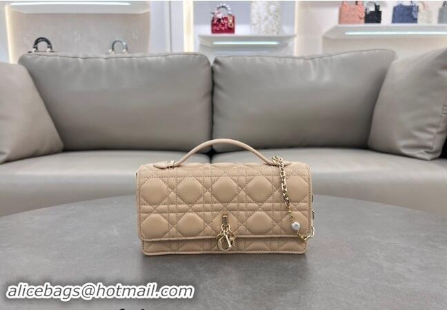 Good Quality Dior My Dior Mini Bag in Cannage Lambskin with Pearl 0980 Light Beige