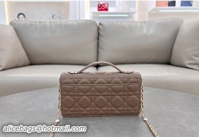 Best Product Dior My Dior Mini Bag in Cannage Lambskin with Pearl 0980 Taupe Grey