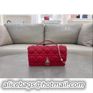 Good Looking Dior My Dior Mini Bag in Cannage Lambskin with Pearl 0980 Red