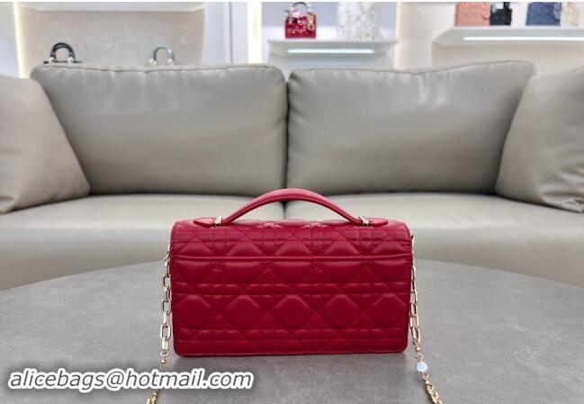 Good Looking Dior My Dior Mini Bag in Cannage Lambskin with Pearl 0980 Red