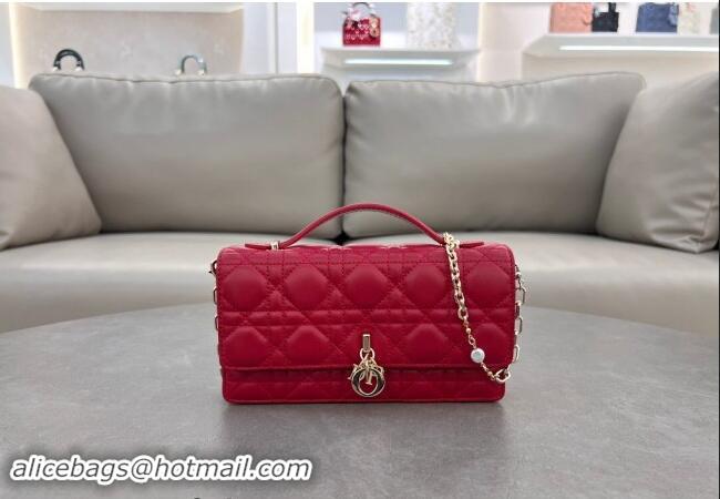 Good Looking Dior My Dior Mini Bag in Cannage Lambskin with Pearl 0980 Red