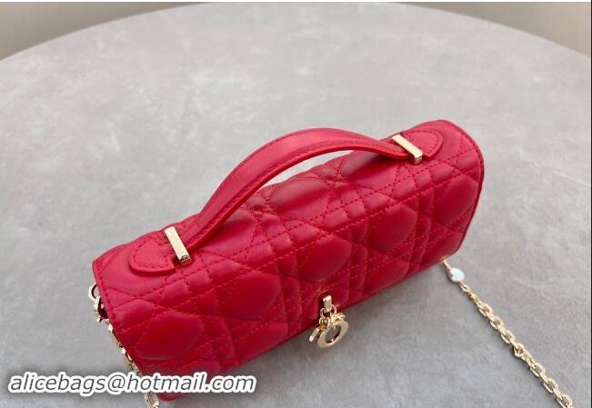 Good Looking Dior My Dior Mini Bag in Cannage Lambskin with Pearl 0980 Red