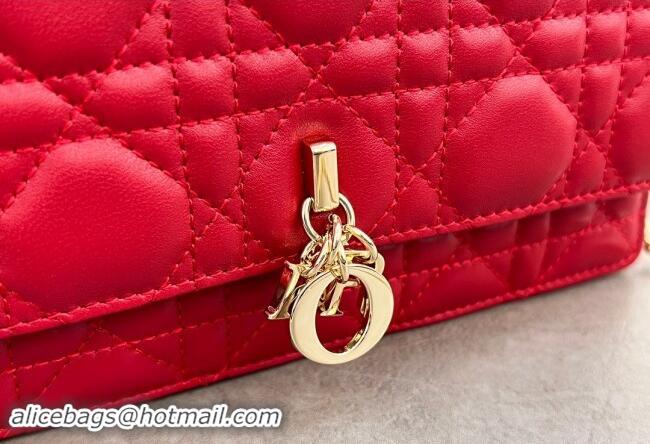 Good Looking Dior My Dior Mini Bag in Cannage Lambskin with Pearl 0980 Red