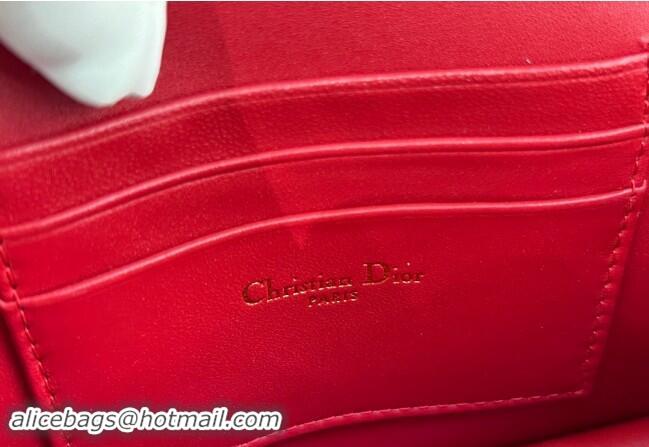 Good Looking Dior My Dior Mini Bag in Cannage Lambskin with Pearl 0980 Red