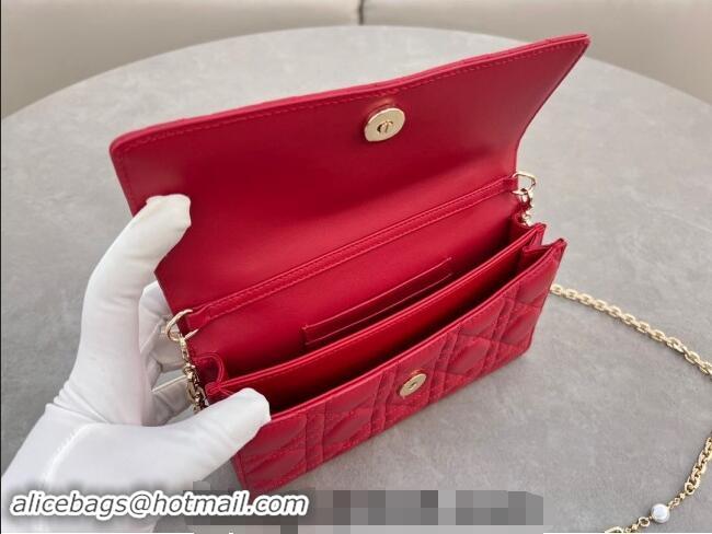 Good Looking Dior My Dior Mini Bag in Cannage Lambskin with Pearl 0980 Red