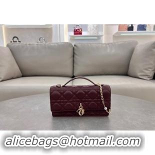 Well Crafted Dior My Dior Mini Bag in Cannage Lambskin with Pearl 0980 Dark Burgundy