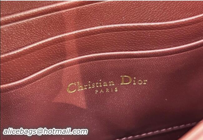 Well Crafted Dior My Dior Mini Bag in Cannage Lambskin with Pearl 0980 Dark Burgundy