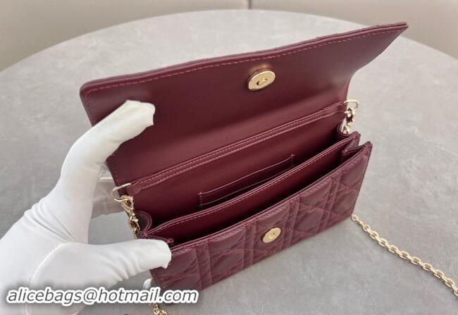 Well Crafted Dior My Dior Mini Bag in Cannage Lambskin with Pearl 0980 Dark Burgundy