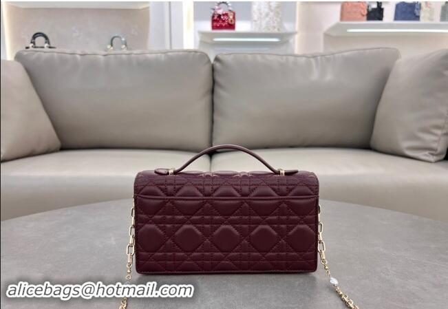 Well Crafted Dior My Dior Mini Bag in Cannage Lambskin with Pearl 0980 Dark Burgundy