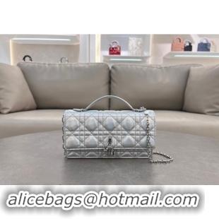 Shop Discount Dior My Dior Mini Bag in Cannage Lambskin with Pearl 0980 Iridescent Silver