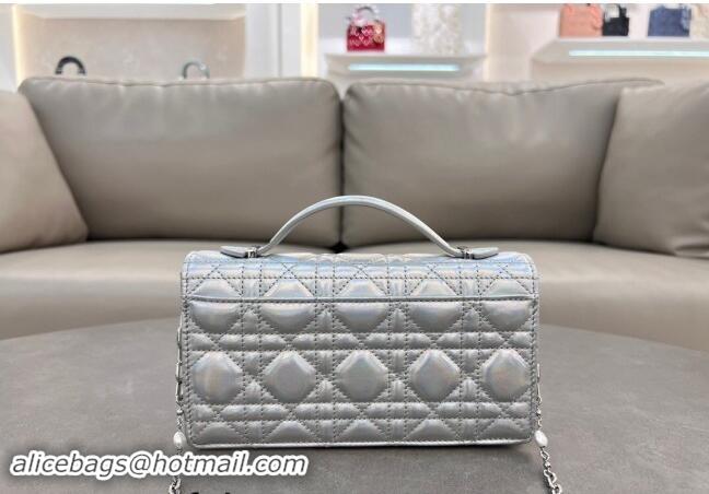 Shop Discount Dior My Dior Mini Bag in Cannage Lambskin with Pearl 0980 Iridescent Silver