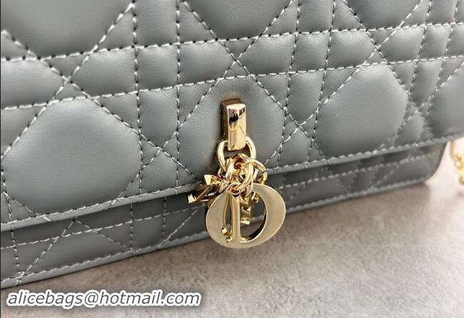 Top Grade Dior My Dior Mini Bag in Cannage Lambskin with Pearl 0980 Grey