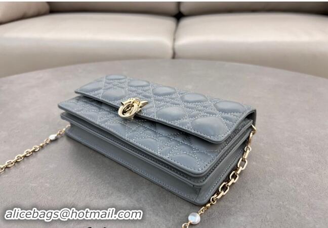 Top Grade Dior My Dior Mini Bag in Cannage Lambskin with Pearl 0980 Grey