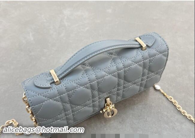 Top Grade Dior My Dior Mini Bag in Cannage Lambskin with Pearl 0980 Grey