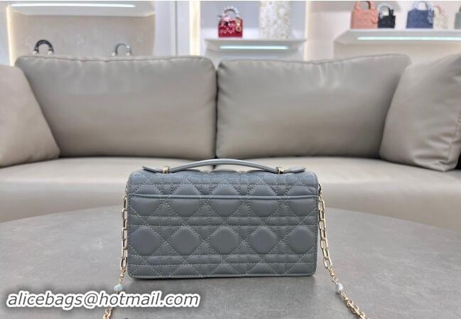 Top Grade Dior My Dior Mini Bag in Cannage Lambskin with Pearl 0980 Grey