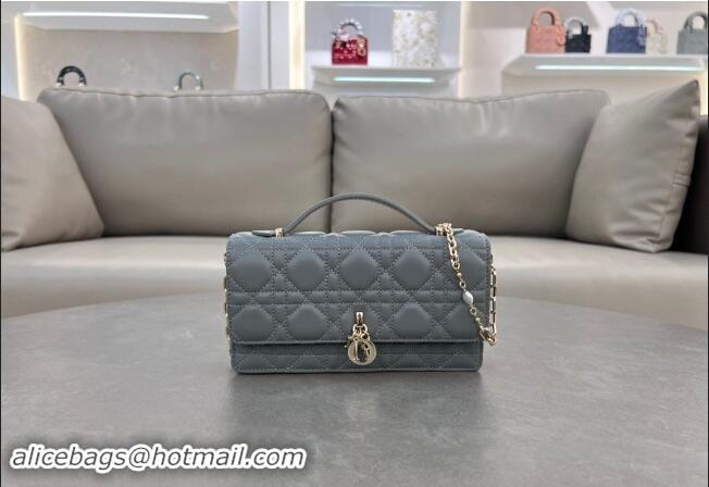 Top Grade Dior My Dior Mini Bag in Cannage Lambskin with Pearl 0980 Grey