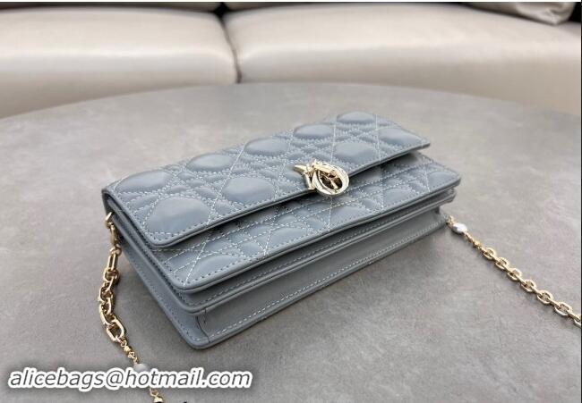 Top Grade Dior My Dior Mini Bag in Cannage Lambskin with Pearl 0980 Grey