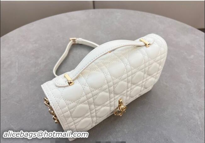 Unique Style Dior My Dior Top Handle Bag in Cannage Lambskin 0997 White 2024