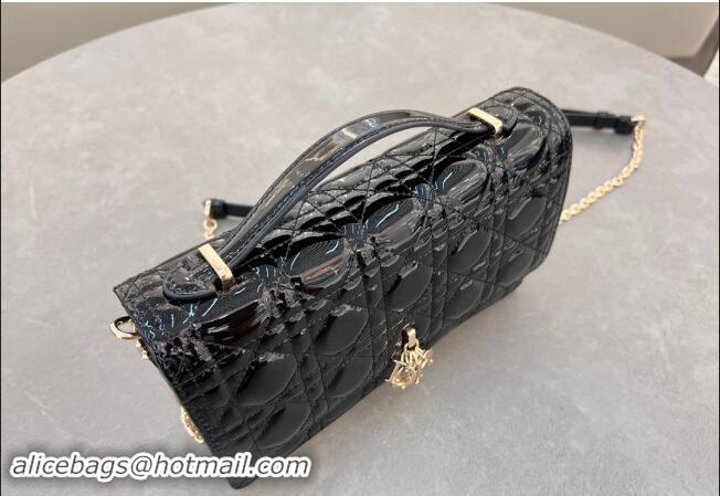 New Design Dior My Dior Top Handle Bag in Patent Cannage Calfskin 0997 Black 2024