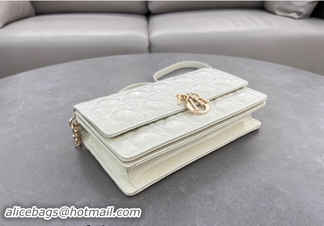 Grade Quality Dior My Dior Top Handle Bag in Patent Cannage Calfskin 0997 White 2024