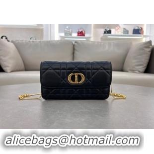 Low Cost Dior Miss Caro Pouch with Chain in Macrocannage Lambskin 5225 Black 2024