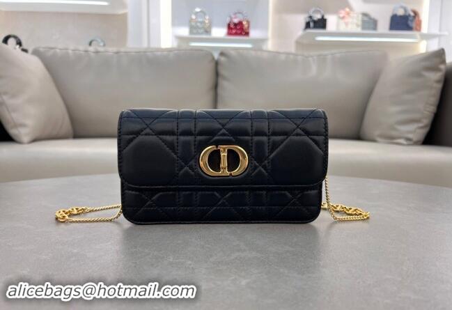 Low Cost Dior Miss Caro Pouch with Chain in Macrocannage Lambskin 5225 Black 2024