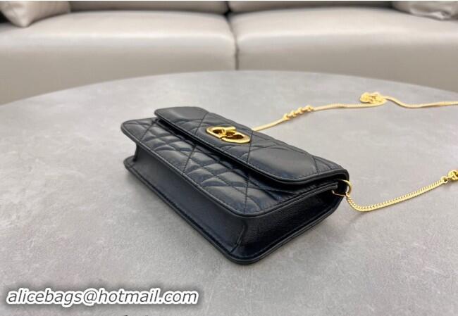 Low Cost Dior Miss Caro Pouch with Chain in Macrocannage Lambskin 5225 Black 2024