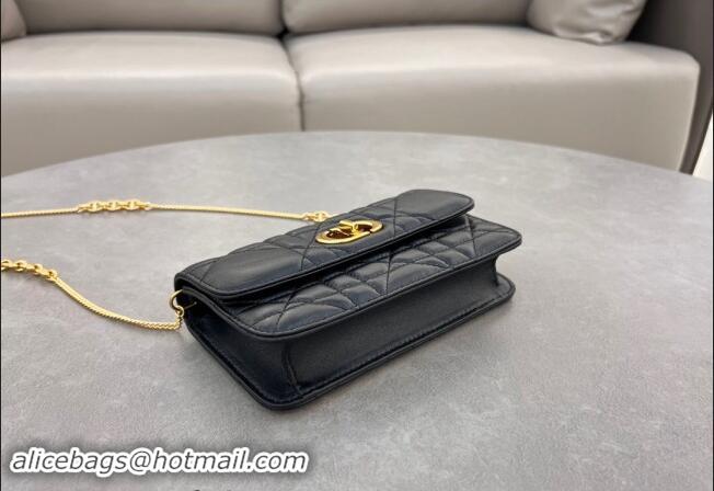 Low Cost Dior Miss Caro Pouch with Chain in Macrocannage Lambskin 5225 Black 2024