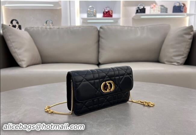 Low Cost Dior Miss Caro Pouch with Chain in Macrocannage Lambskin 5225 Black 2024