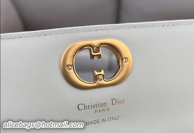 Luxury Cheap Dior Miss Caro Pouch with Chain in Macrocannage Lambskin 5225 White 2024