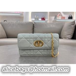 Classic Specials Dior Miss Caro Pouch with Chain in Macrocannage Lambskin 5225 Light Blue 2024