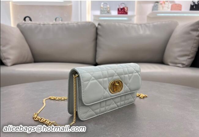 Classic Specials Dior Miss Caro Pouch with Chain in Macrocannage Lambskin 5225 Light Blue 2024