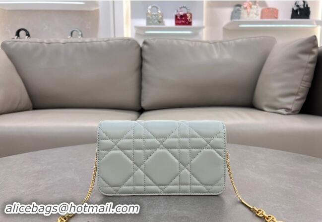 Classic Specials Dior Miss Caro Pouch with Chain in Macrocannage Lambskin 5225 Light Blue 2024