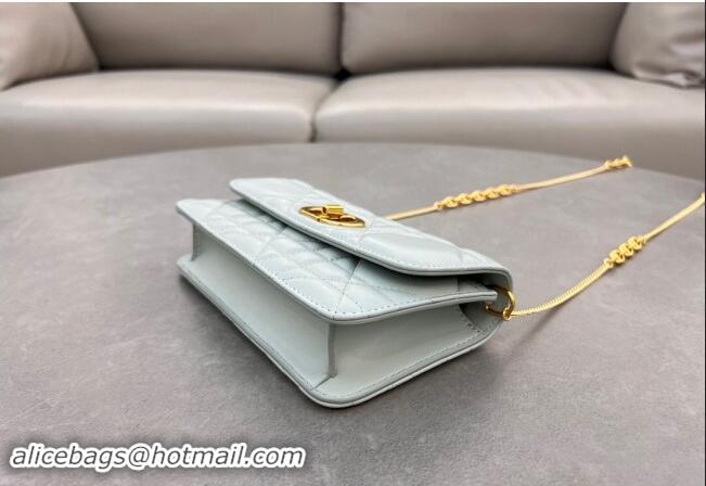 Classic Specials Dior Miss Caro Pouch with Chain in Macrocannage Lambskin 5225 Light Blue 2024