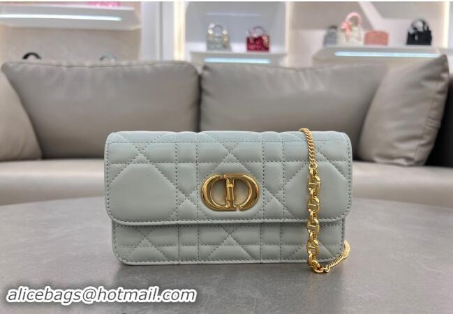 Classic Specials Dior Miss Caro Pouch with Chain in Macrocannage Lambskin 5225 Light Blue 2024