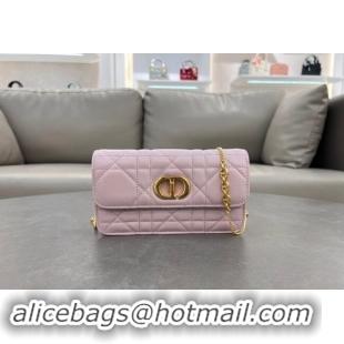 Super Quality Dior Miss Caro Pouch with Chain in Macrocannage Lambskin 5225 Light Pink 2024