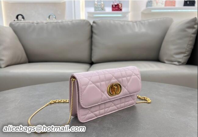 Super Quality Dior Miss Caro Pouch with Chain in Macrocannage Lambskin 5225 Light Pink 2024