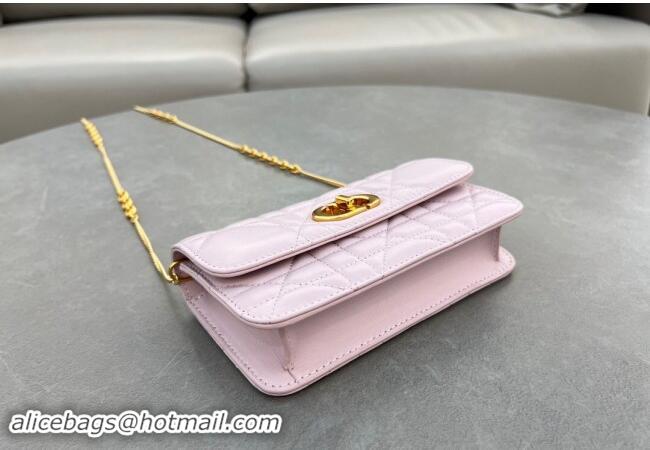 Super Quality Dior Miss Caro Pouch with Chain in Macrocannage Lambskin 5225 Light Pink 2024