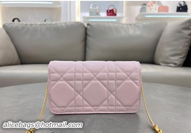 Super Quality Dior Miss Caro Pouch with Chain in Macrocannage Lambskin 5225 Light Pink 2024