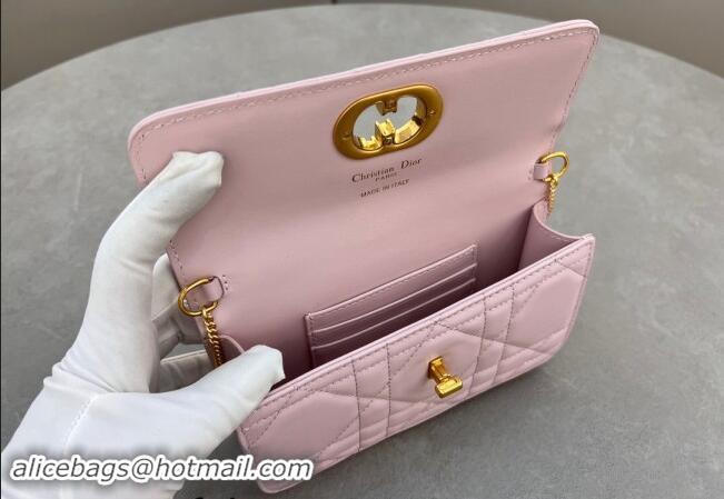 Super Quality Dior Miss Caro Pouch with Chain in Macrocannage Lambskin 5225 Light Pink 2024