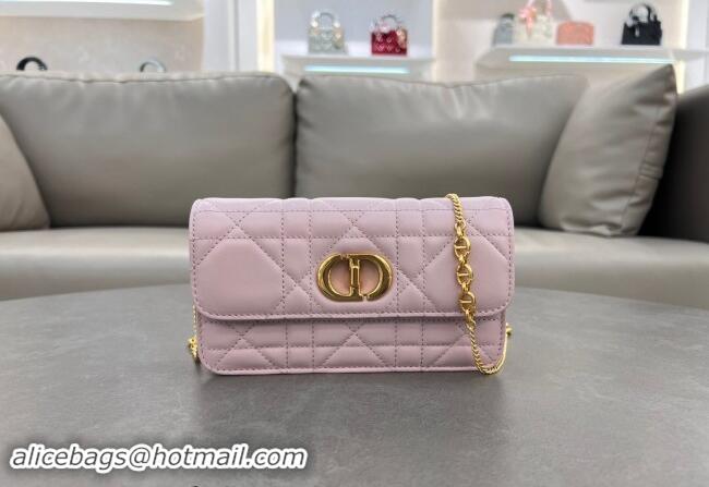 Super Quality Dior Miss Caro Pouch with Chain in Macrocannage Lambskin 5225 Light Pink 2024