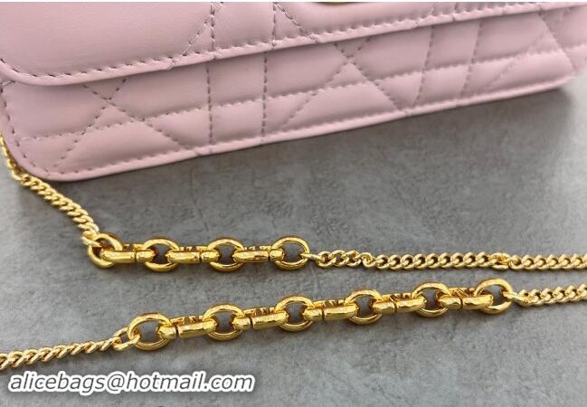 Super Quality Dior Miss Caro Pouch with Chain in Macrocannage Lambskin 5225 Light Pink 2024