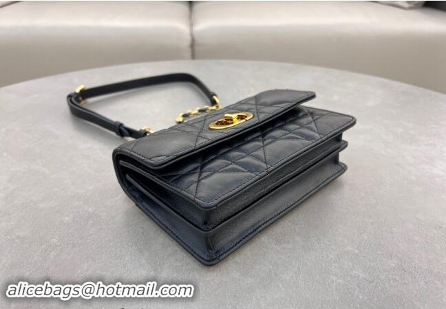 Luxurious Dior Miss Caro Mini bag in Macrocannage Lambskin 5169 Black 2024